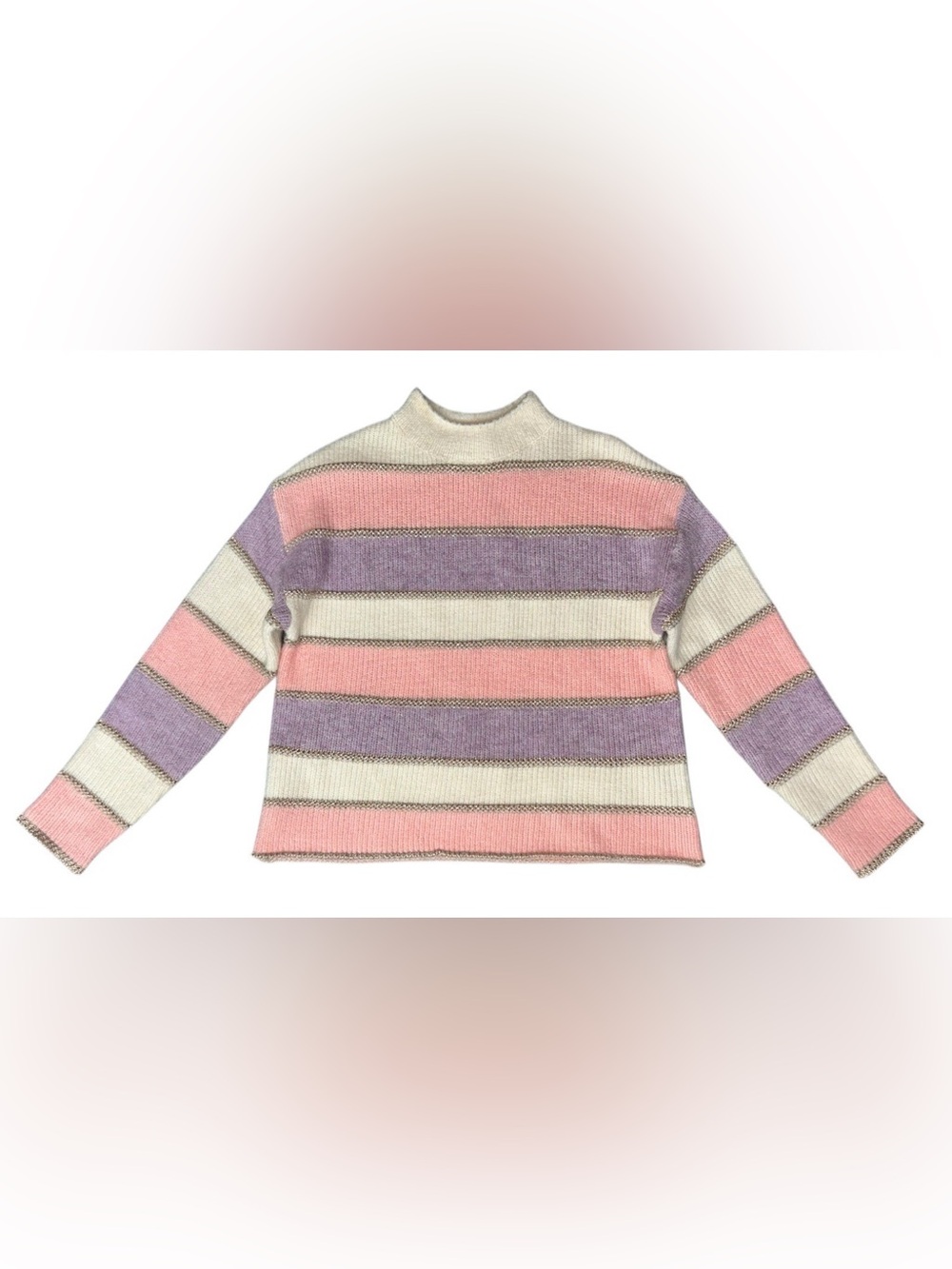 THML Anthropologie Women’s XS Pink Color Block Sweater W/ Metallic Gold NWOT